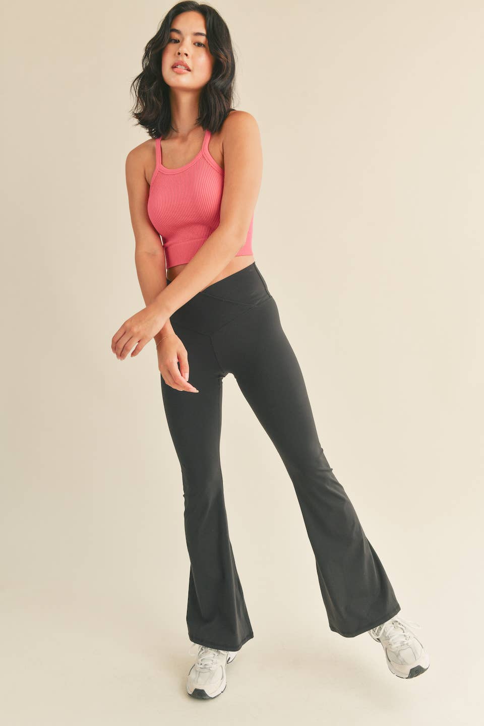 Dottie Black High Waist Crossover Flare Legging