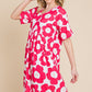 BOMBOM Flower Print Ruched Dress