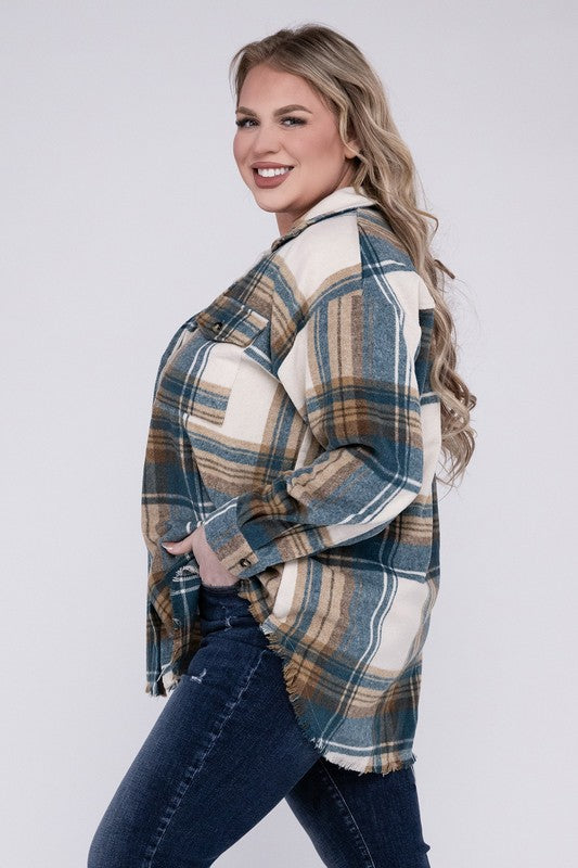 Gabby Plus Size Yarn Dyed Plaid Shirt Jacket