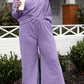 Double Take Full Size Textured Long Sleeve Top and Drawstring Pants Set