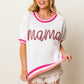 BiBi MAMA Contrast Trim Short Sleeve Sweater