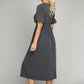 Button Trim Knit Midi Dress