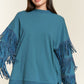 Silver studded fringe sleeve top PLUS