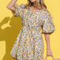 And The Why Full Size Floral Surplice Puff Sleeve Dress