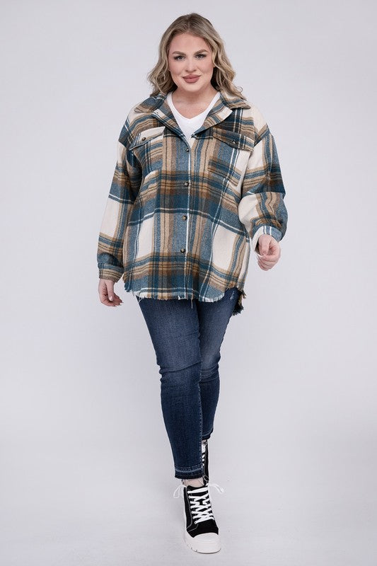 Gabby Plus Size Yarn Dyed Plaid Shirt Jacket