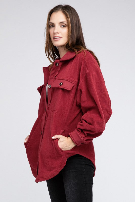 Janie Fleece Buttoned Down Oversized Jacket