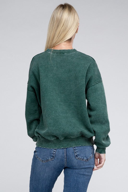 Acid Wash Fleece Oversized Pullover