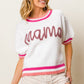 BiBi MAMA Contrast Trim Short Sleeve Sweater