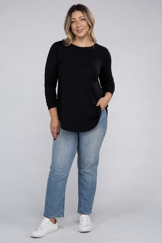 Celine Plus Long Sleeve Basic Top