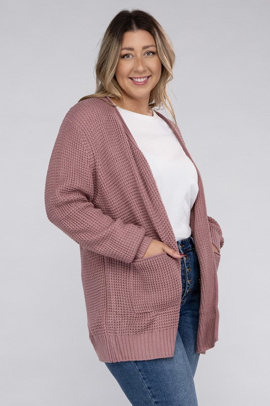 Amelia Plus Waffle Cardigan