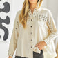 Johnna Plus Distressed Hem Button Down