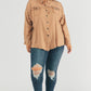 Johnna Plus Distressed Hem Button Down