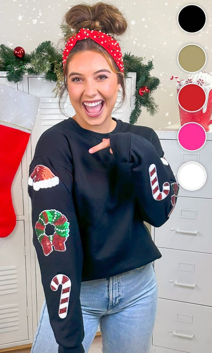 Christmas Sparkle Sleeve Sweatshirt