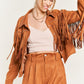 Suede studded fringe jacket PLUS