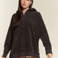 PLUS Long Slv Buton Down Ribbed Hooded Sweatshirt