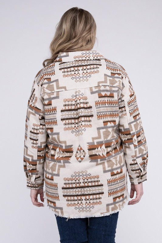 Kelsi Plus Size Aztec Western Shacket