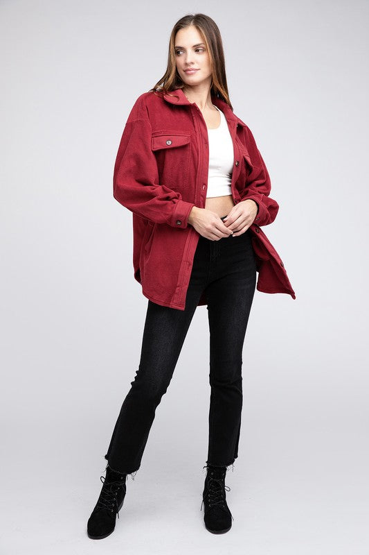 Janie Fleece Buttoned Down Oversized Jacket