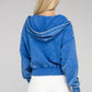 Acid Wash Fleece Cropped Zip-Up Hoodie