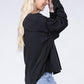 Double Gauze Oversized 3/4 Button Henley Neck Top