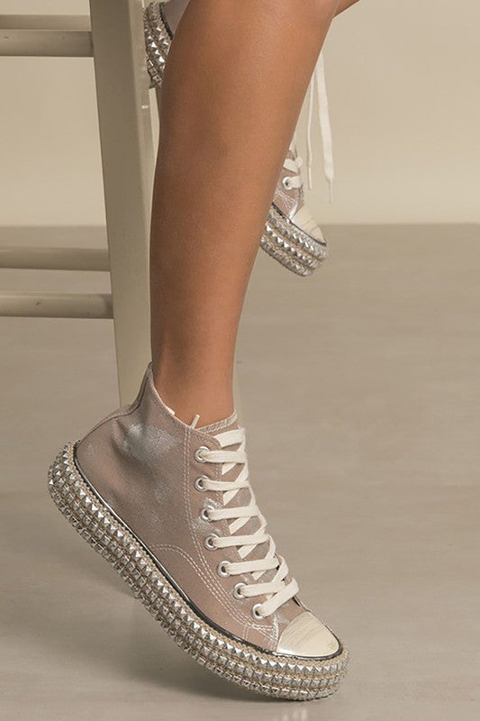 D-CHANTEL-HIGH TOP, STUDS, SNEAKERS