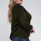 Plus Oversized Round Neck Raw Seam Melange Sweater