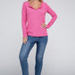 Melange Baby Waffle V-Neck Long Sleeve Top