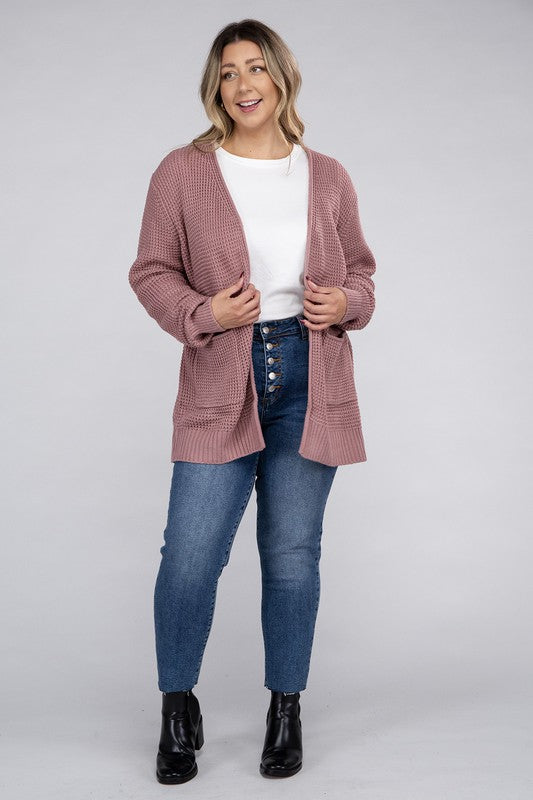 Amelia Plus Waffle Cardigan