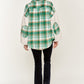 Multi plaid fuzzy sleeve jacket