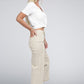 Acid Washed High Waist Frayed Hem Straight Pants