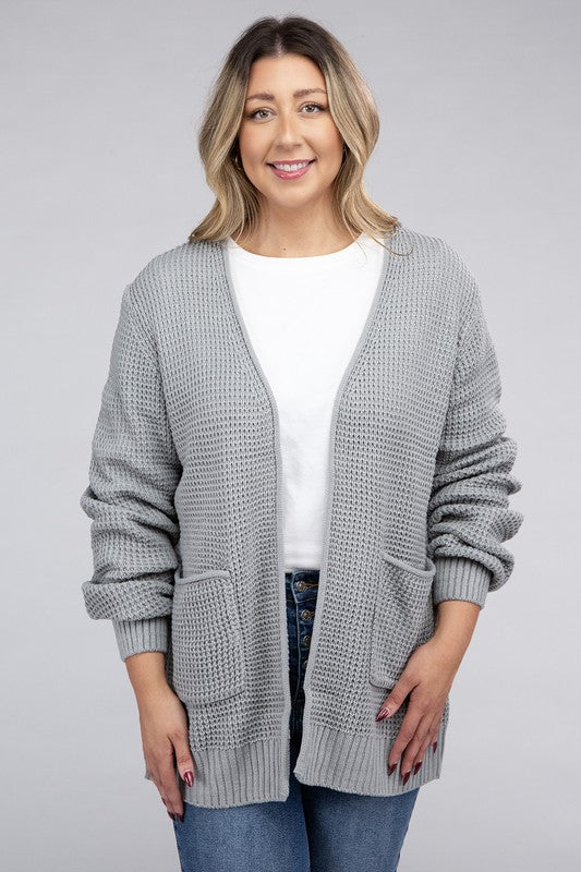 Amelia Plus Waffle Cardigan