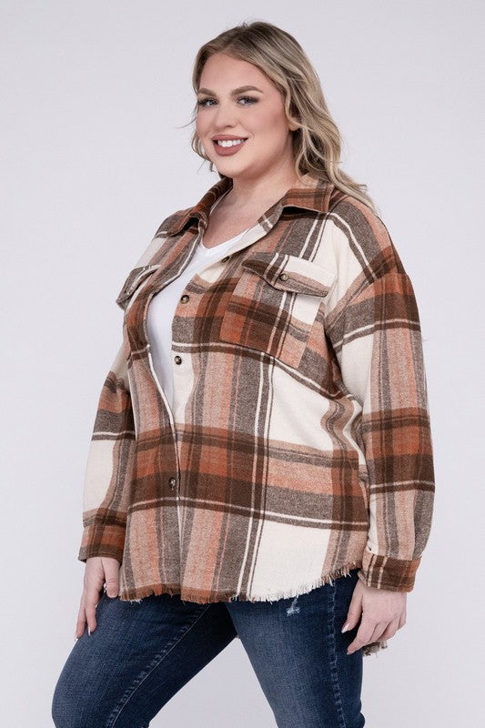 Gabby Plus Size Yarn Dyed Plaid Shirt Jacket