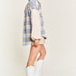 Multi plaid fuzzy sleeve jacket