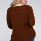 Bobbi Plus Brushed Waffle V-Neck Button Sweater