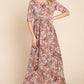 BOMBOM Printed Shirred Maxi Dress