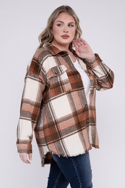 Gabby Plus Size Yarn Dyed Plaid Shirt Jacket