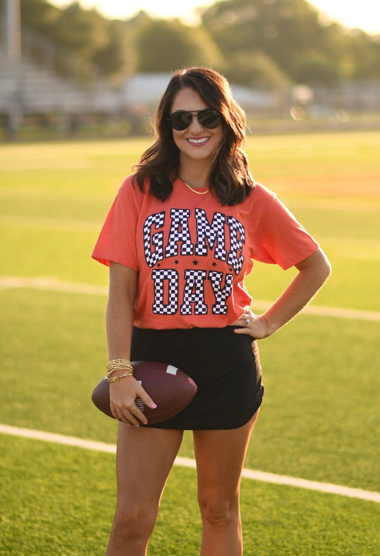 Orange Checkered Game Day Tee