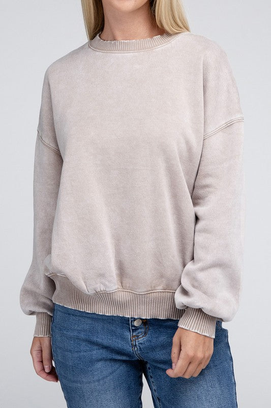 Acid Wash Fleece Oversized Pullover