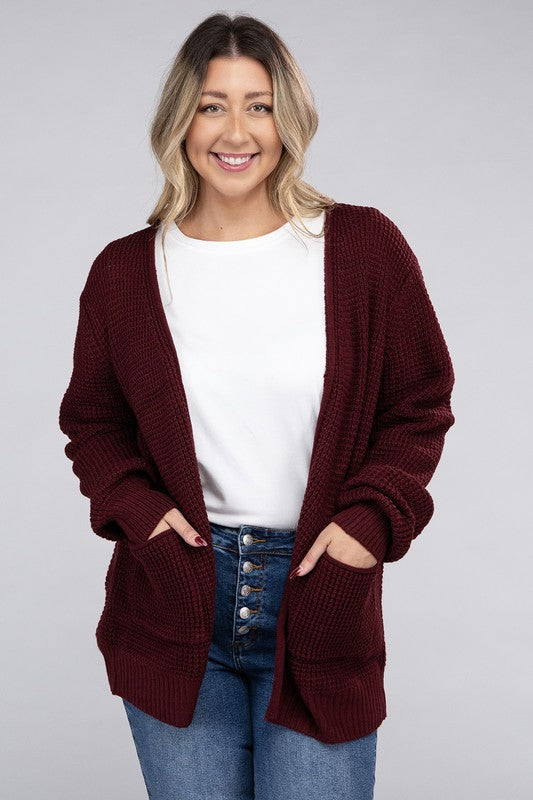 Amelia Plus Waffle Cardigan