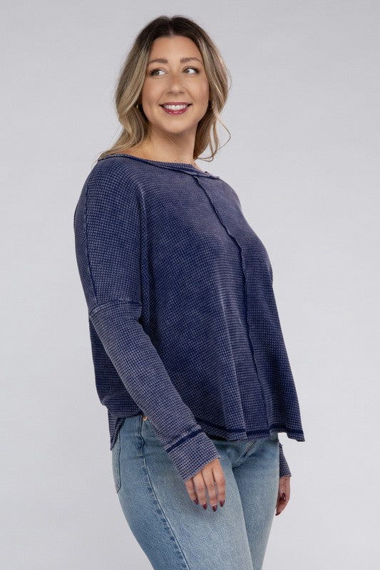 Aleah Plus Washed Baby Waffle Top