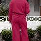 Double Take Full Size Textured Long Sleeve Top and Drawstring Pants Set