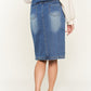 Denim button down front midi skirt