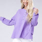 Double Gauze Oversized 3/4 Button Henley Neck Top