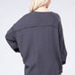 Double Gauze Oversized 3/4 Button Henley Neck Top