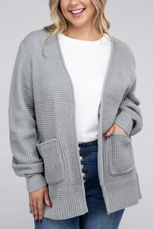 Amelia Plus Waffle Cardigan