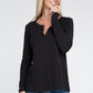 Melange Baby Waffle V-Neck Long Sleeve Top