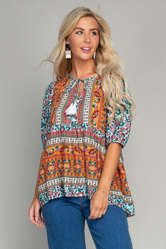 Tunic top with tassel