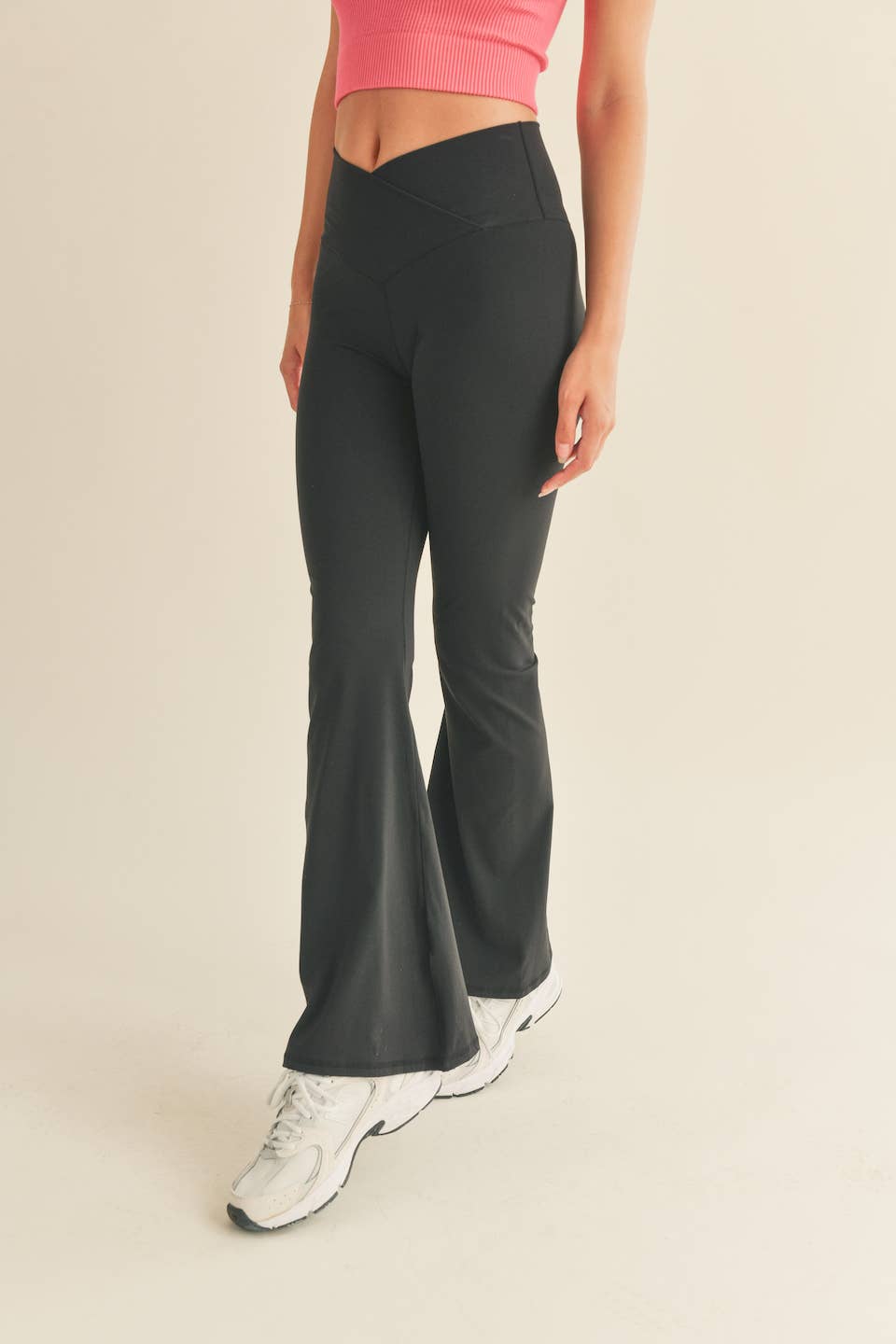 Dottie Black High Waist Crossover Flare Legging