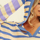 BiBi Striped Color Block Hooded Knit Top