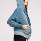 Acid Wash Cotton Waffle Hooded Zip-Up Jacket