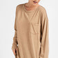 Mineral Washed Round Neckline Long Sleeves Top